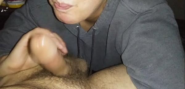  A proper blowjob From a thick white bitch (shows off FAT ass and pussy, gets fucked)